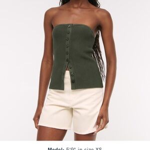 Abercrombie & Fitch Green Button Front Tube Top